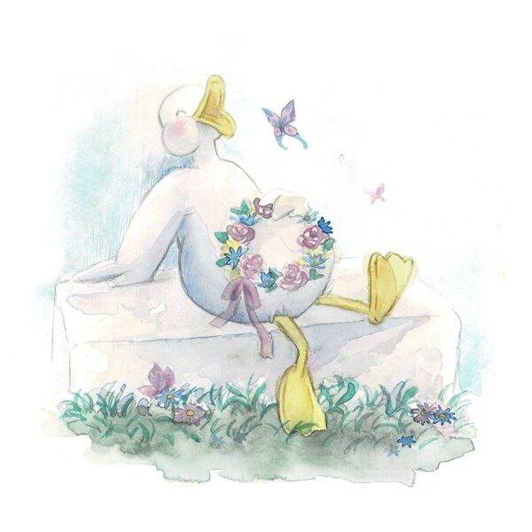 Happy Duck mit Blumenkranz