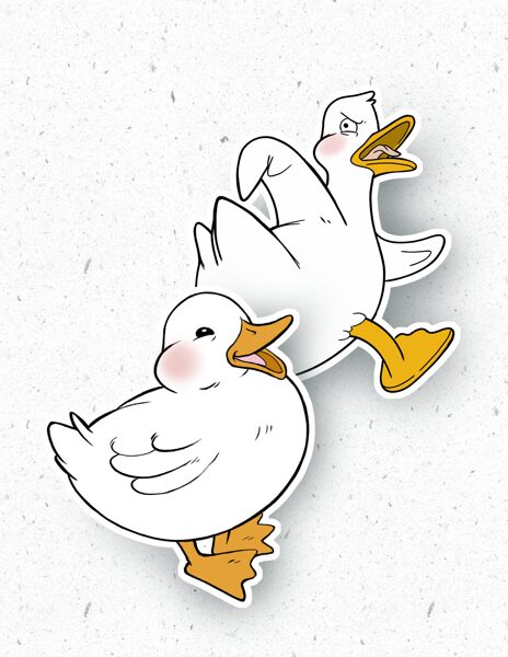 Papiersticker Angry Duck & Fine Duck